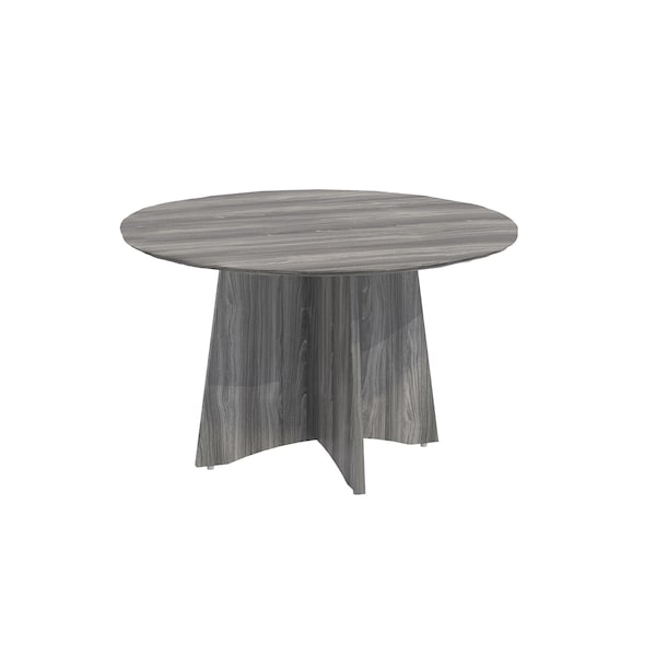 Mayline Medina Round Conference Table, Grey Wood Top, Gray Steel Frame, 48 in Dia x 29.5 in H MNCR48LGS - main